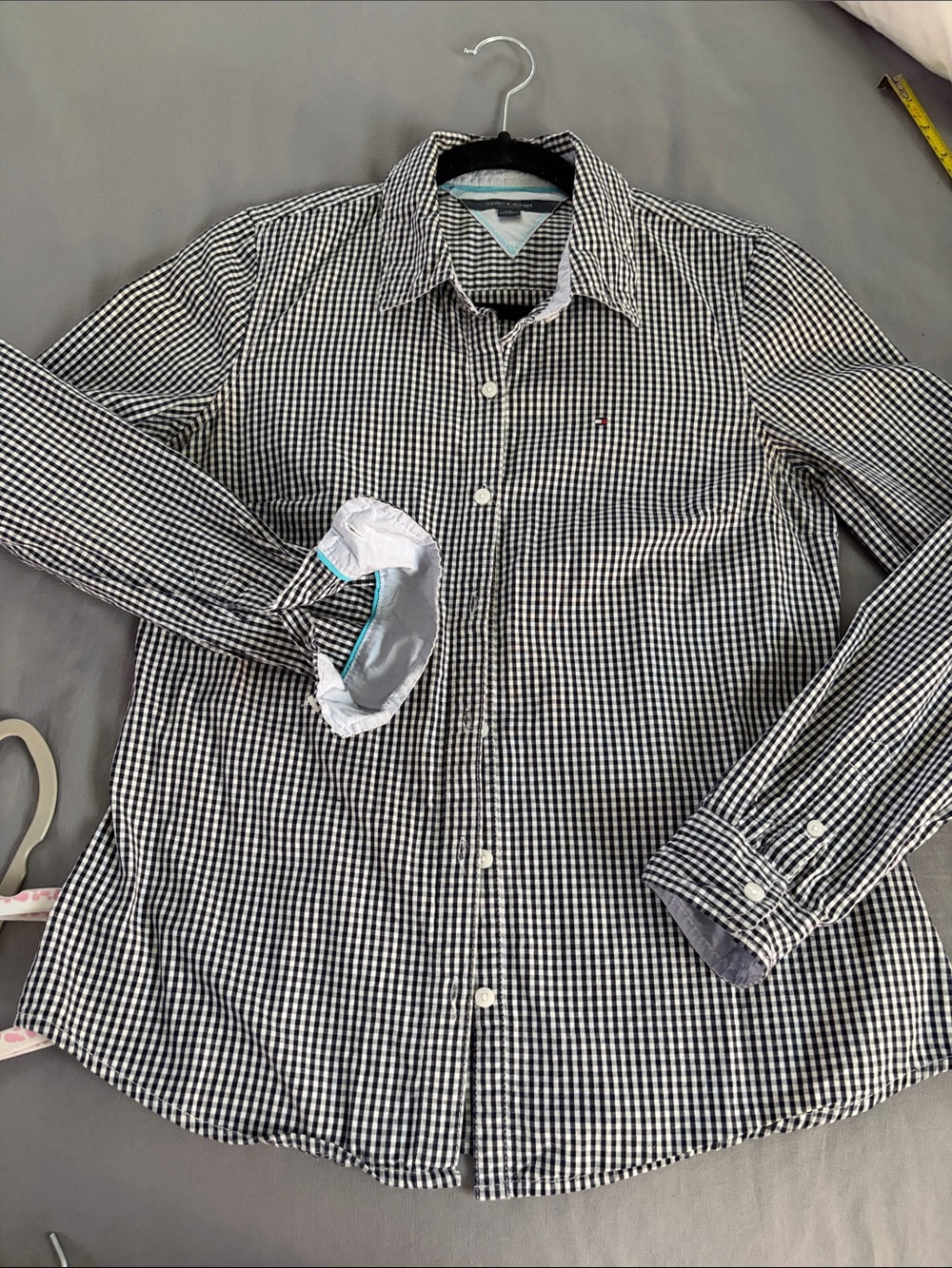 Tommy Hilfiger small petite checkered button-down Oxford shirt